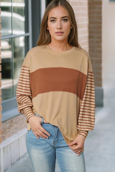 Color Block Bishop Sleeve Top