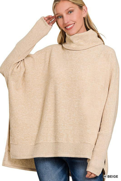 Melange Cowl Neck Poncho