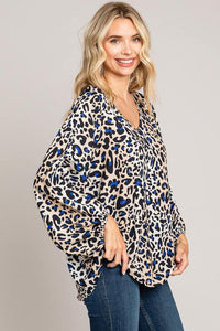 Leopard Print Bubble Sleeve Top