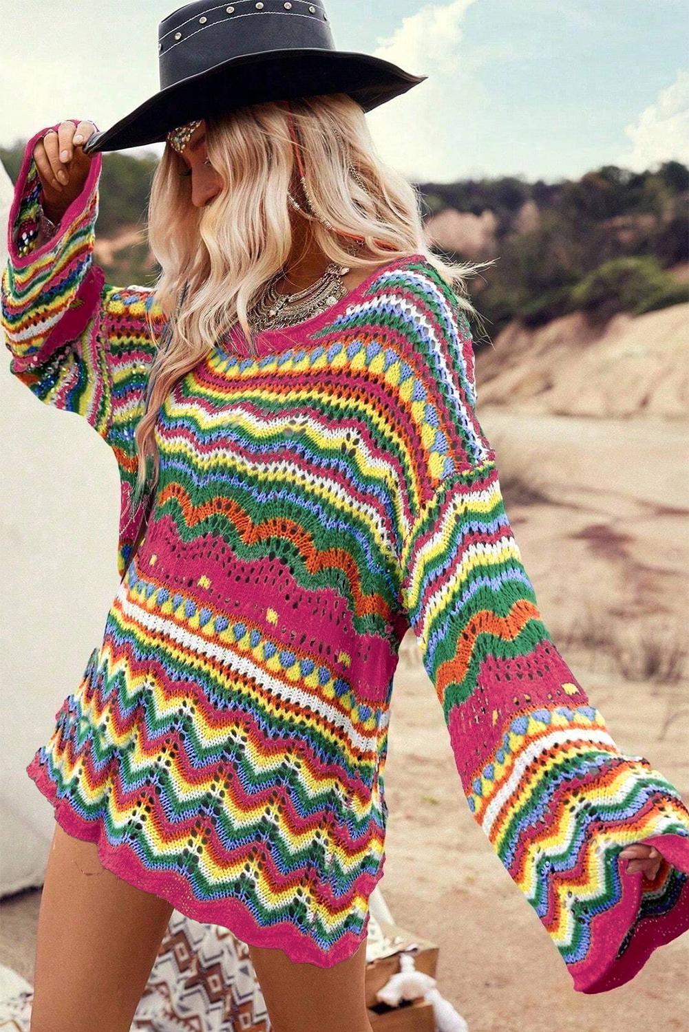 Hollowed Knit Loose Sweater