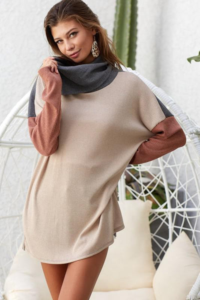 Turtle Neck Color Block Anyone Top