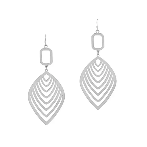 Silver Leaf Shaped 2" Earrings