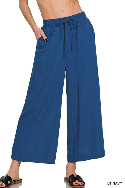 Woven Crepe Crop Pants