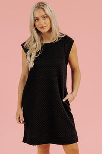 Cap Sleeve Shift Dress - Black