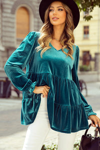 Sea of Green Velvet Top