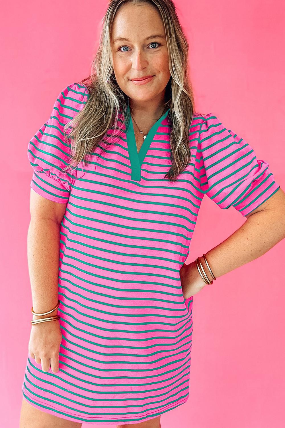 Curvy Rose Stripe Dress