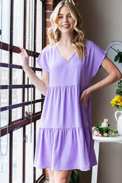 Tiered Dress with V Neckline