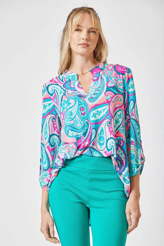 Lizzy Top Aqua Paisley