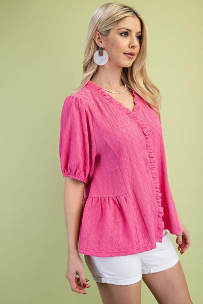 Textured Puff Sleeve Top