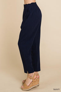 Linen Blend Capri Pants