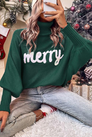 Merry Christmas High Neck Sweater