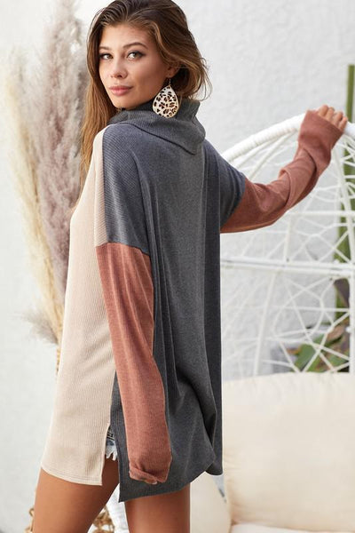 Turtle Neck Color Block Anyone Top