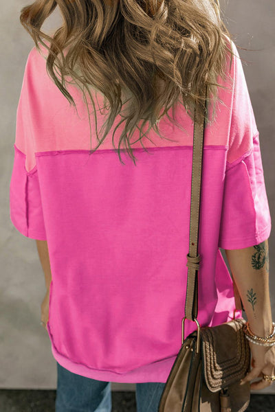 Rose Red Contrast Top