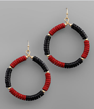 School Color Bead Circle Earrings