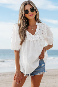 Lace Patchwork Tie Top
