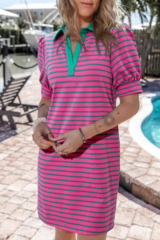 Watermelon Puff Sleeve Dress