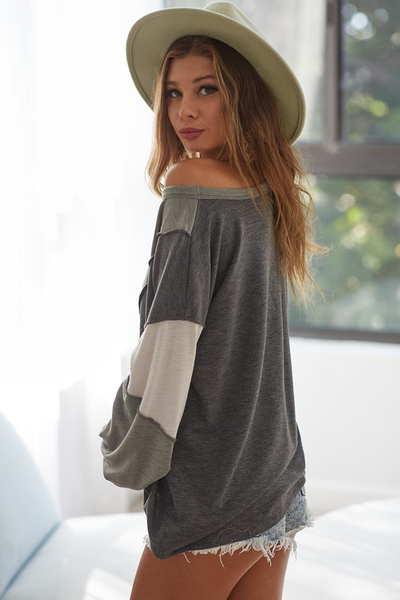 Olive/Charcoal/Oat with Out STitching Top