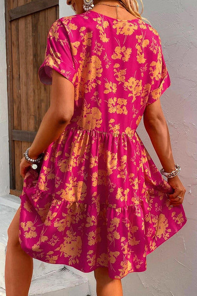 Rose Floral Smock Dress