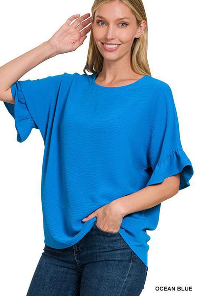 Crinkle material Ruffle Sleeve Beauty