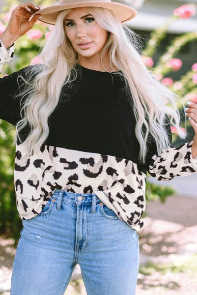 Black Leopard Long Sleeve Top