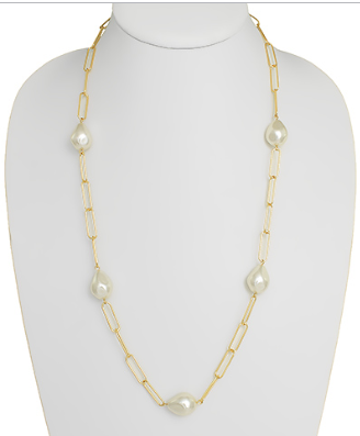 Pearl Accent Paperclip Chain