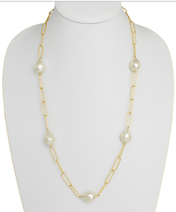 Pearl Accent Paperclip Chain