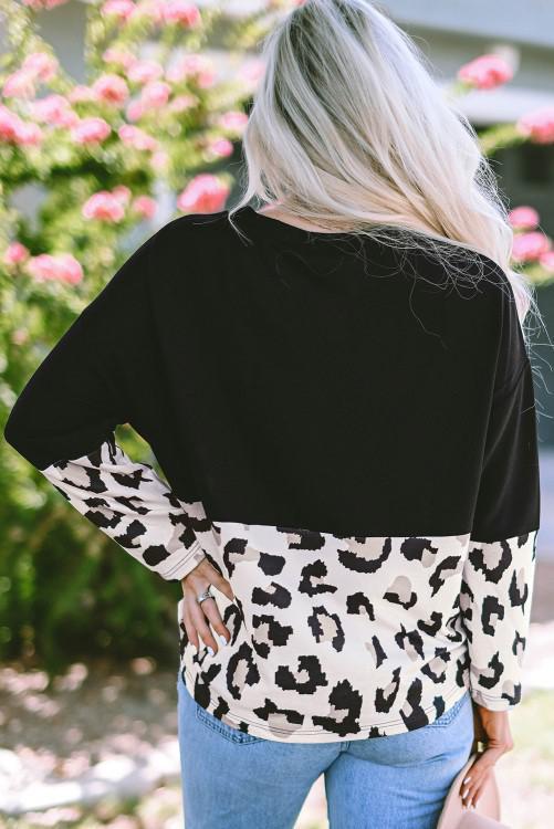 Black Leopard Long Sleeve Top