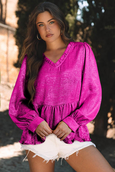 Rose Red Metallic Top