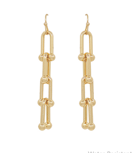 U shape Linear 3 Drop Earrings