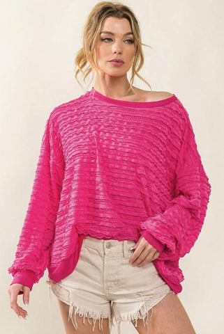 Rose red Textured Top