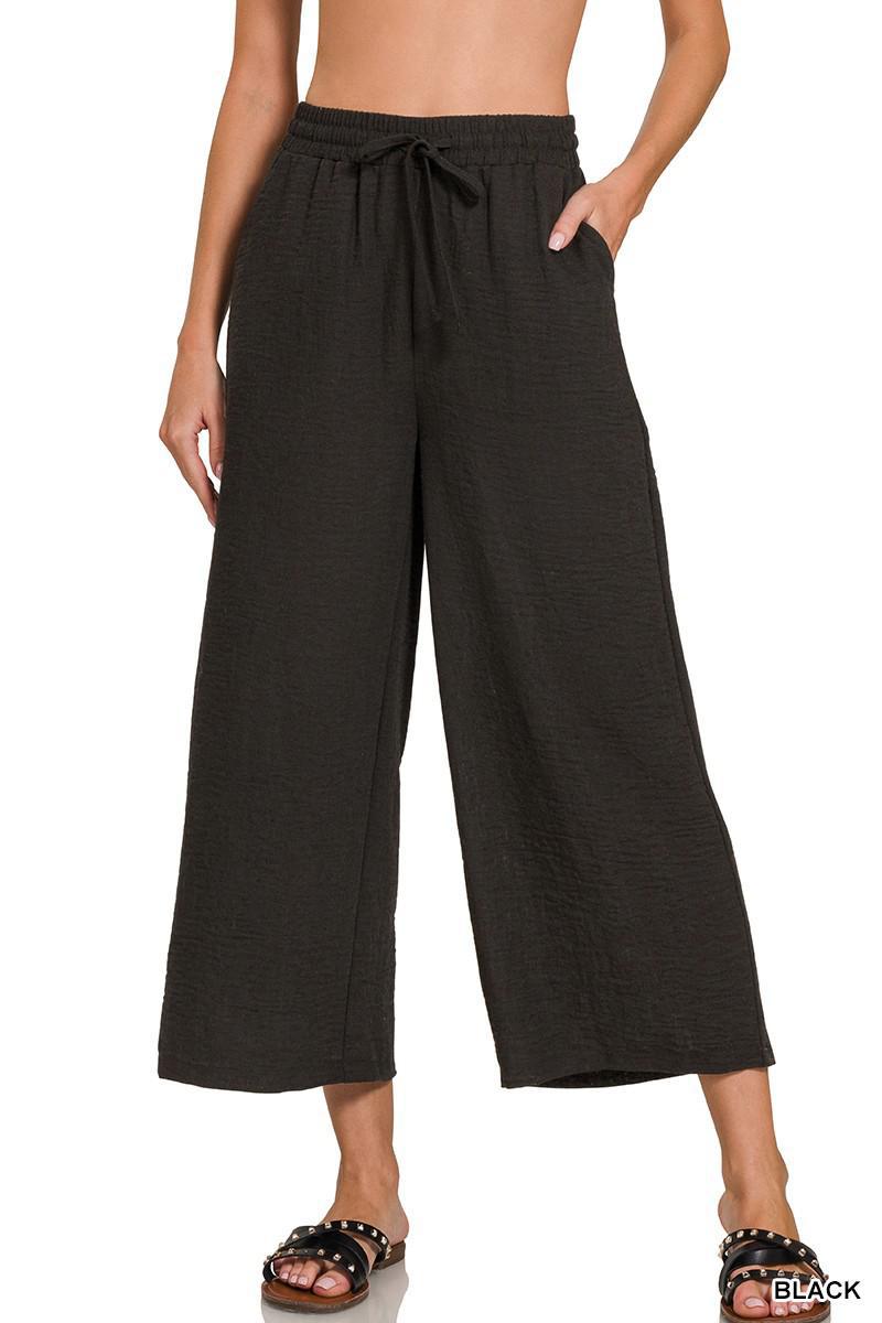 Woven Crepe Crop Pants