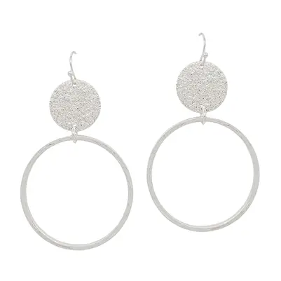 Silver Satin Textured Circle with Open Circle 1.5"