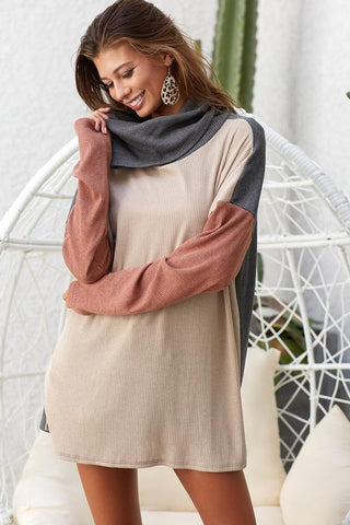 Turtle Neck Color Block Anyone Top