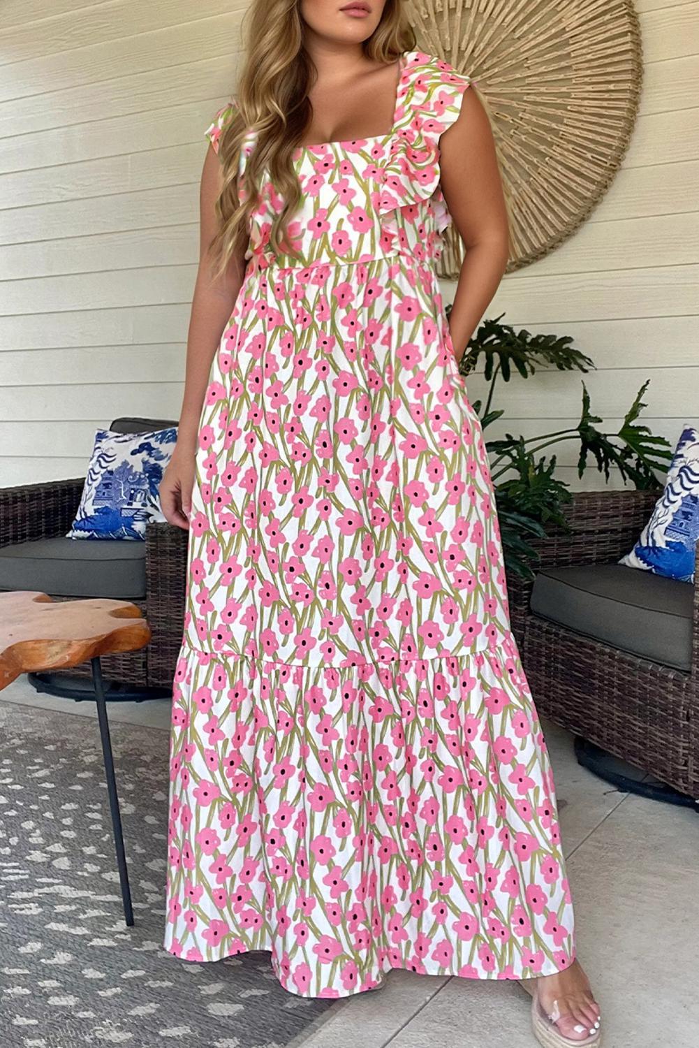 Curvy Pink Ruffle Dress