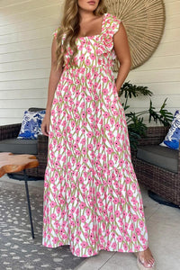 Curvy Pink Ruffle Dress