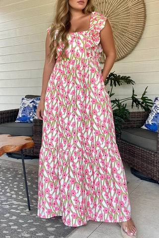 Curvy Pink Ruffle Dress