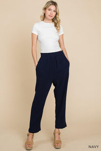 Linen Blend Capri Pants