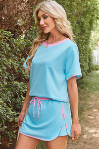 Colorblock drop Shoulder T and Skort