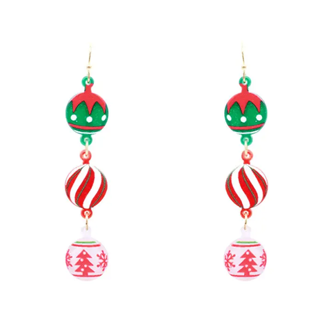 Acrylic 3 Drop Christmas Earrings