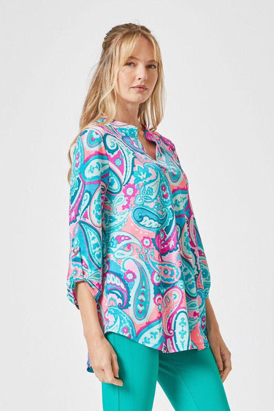 Lizzy Top Aqua Paisley