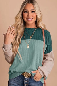 Green Colorblock Top
