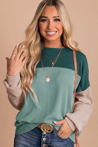 Green Colorblock Top