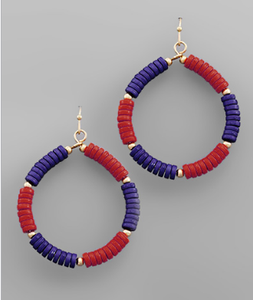 School Color Bead Circle Earrings