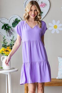 Tiered Dress with V Neckline