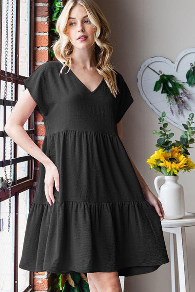 Tiered Dress with V Neckline