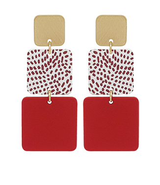 3 Square Color Coated Earrings