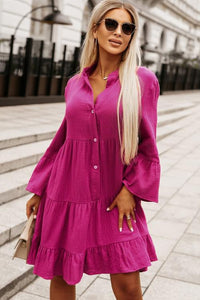 Tiered Button UP Shirt Dress