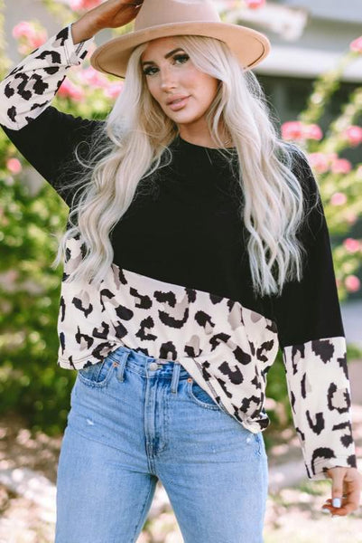 Black Leopard Long Sleeve Top