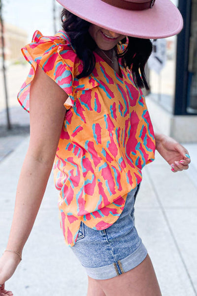 Orange Animal Print Top