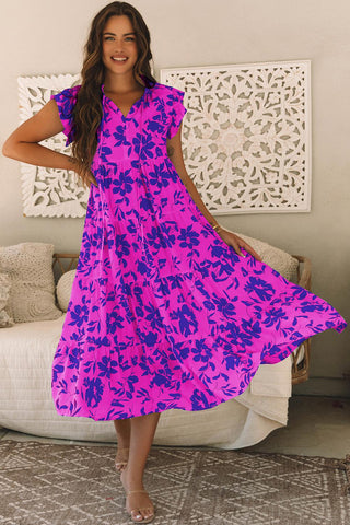 Rose Floral Flutter Dress